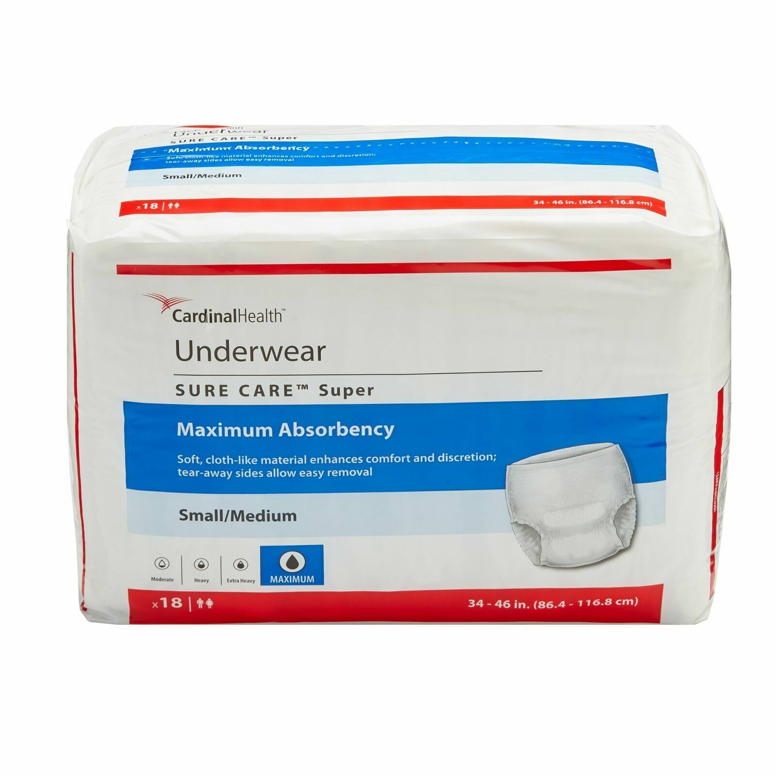 Sure Care™ Unisex Adult Absorbent Underwear Size Small/Medium (34-46" Waist)