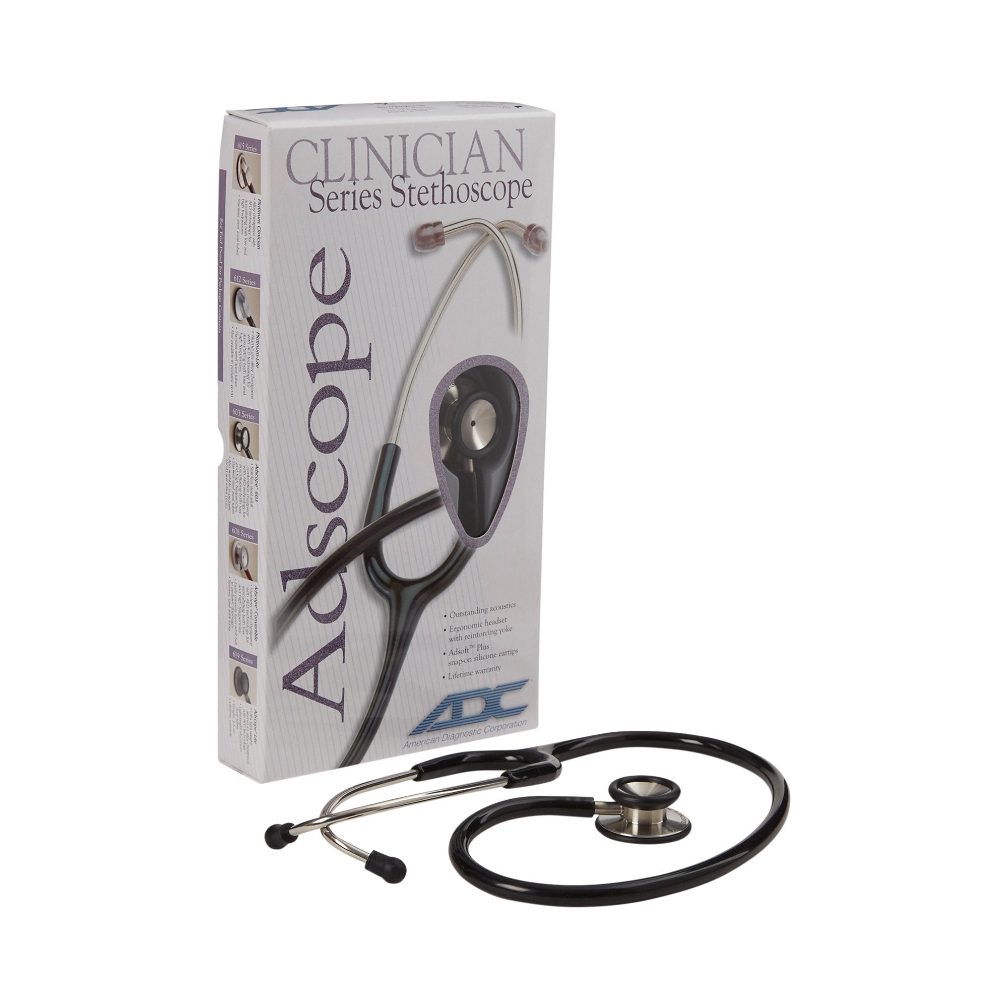 Classic Stethoscope Adscope® 603 Black 1-Tube 22 Inch