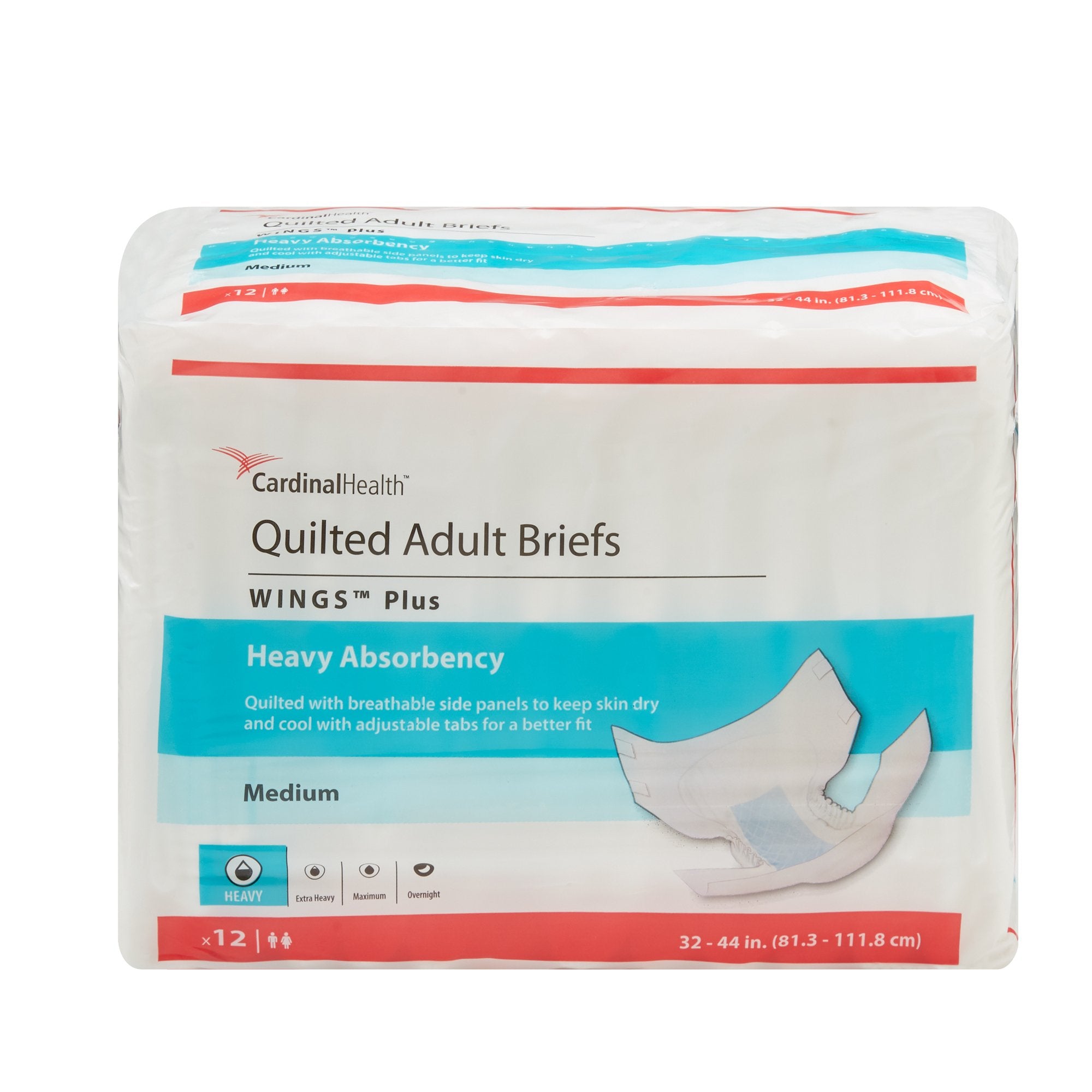 Unisex Adult Incontinence Brief Wings™ Size Medium (32-44" Waist) Heavy Absorbency