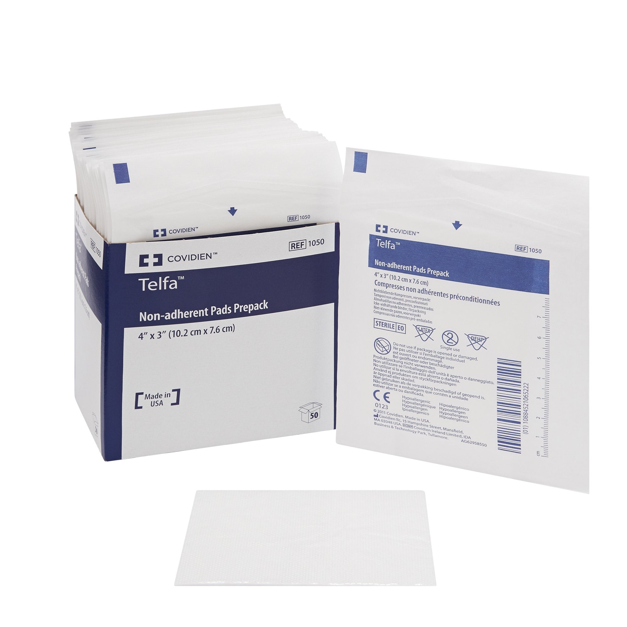 Non-Adherent Telfa™ Ouchless Cotton 3 x 4 Inch Sterile Dressing