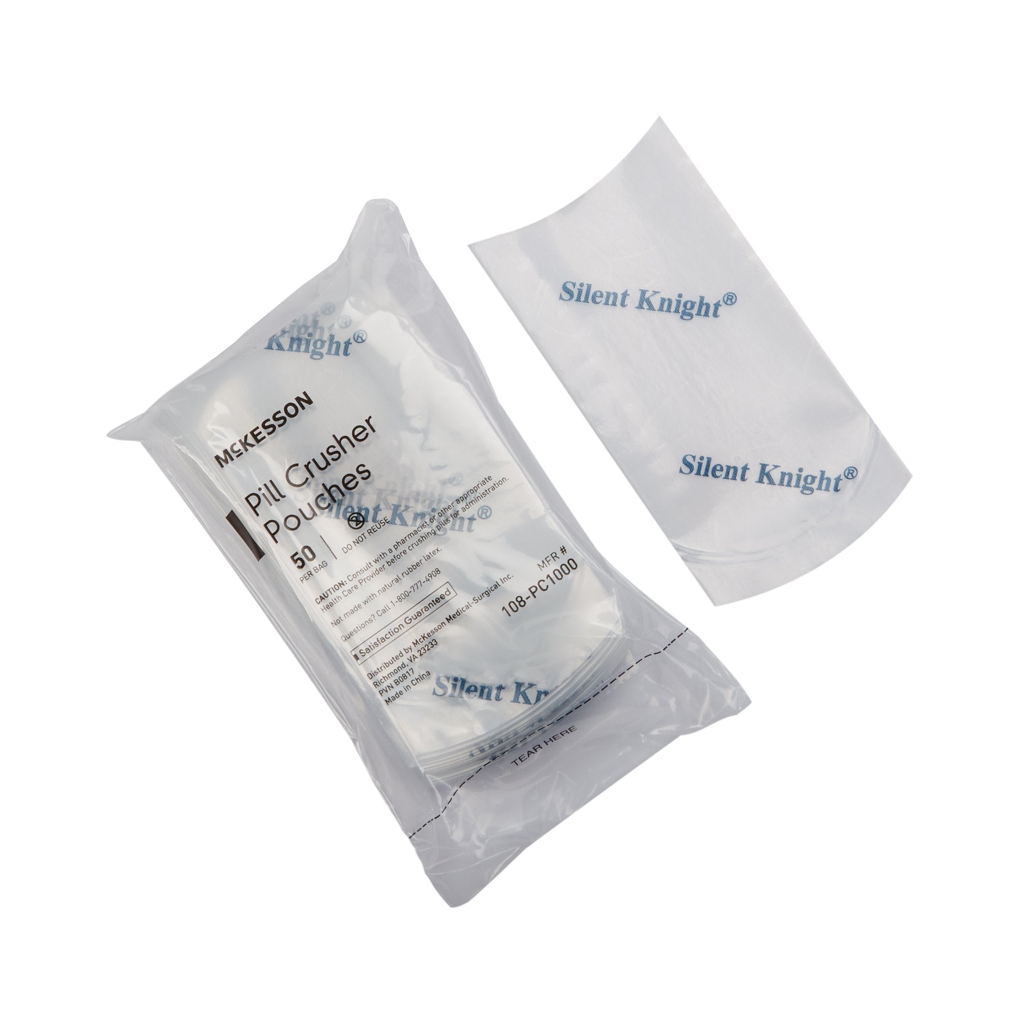 Pill Crusher Pouch McKesson Silent Knight® 2 x 4-1/2 Inch, Clear, Plastic