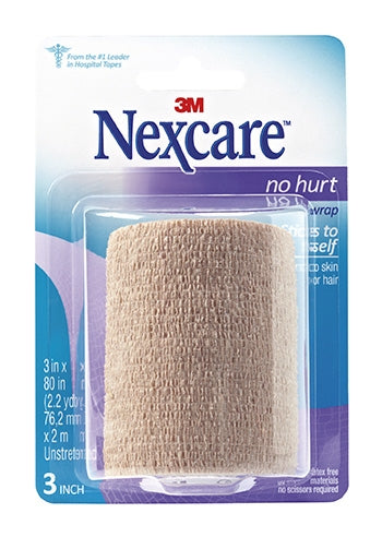 Nexcare™ No Hurt Cohesive Bandage 3 Inch x 2-1/5 Yard Standard Compression